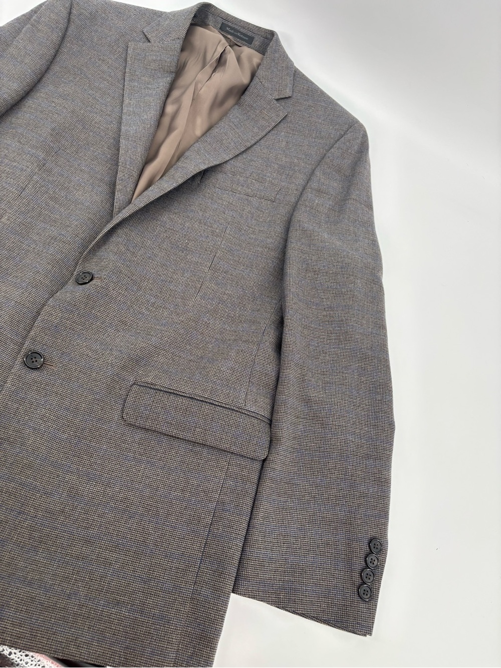 Lauren Ralph Lauren Blazer 42L Men's‎ Brown Blue Micro Check Stretch Jacket Coat